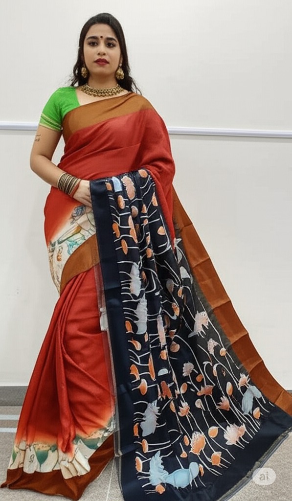 Hand Painted Tussar Silk