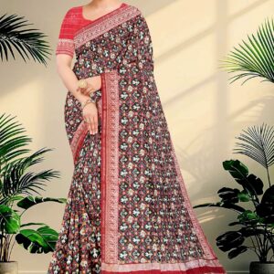 Block Printed Zari Tussar Saree