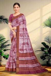 Block Printed Zari Tussar Saree