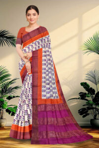 Block Printed Zari Tussar Saree