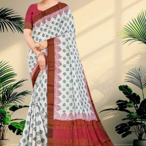 Block Printed Zari Tussar Saree