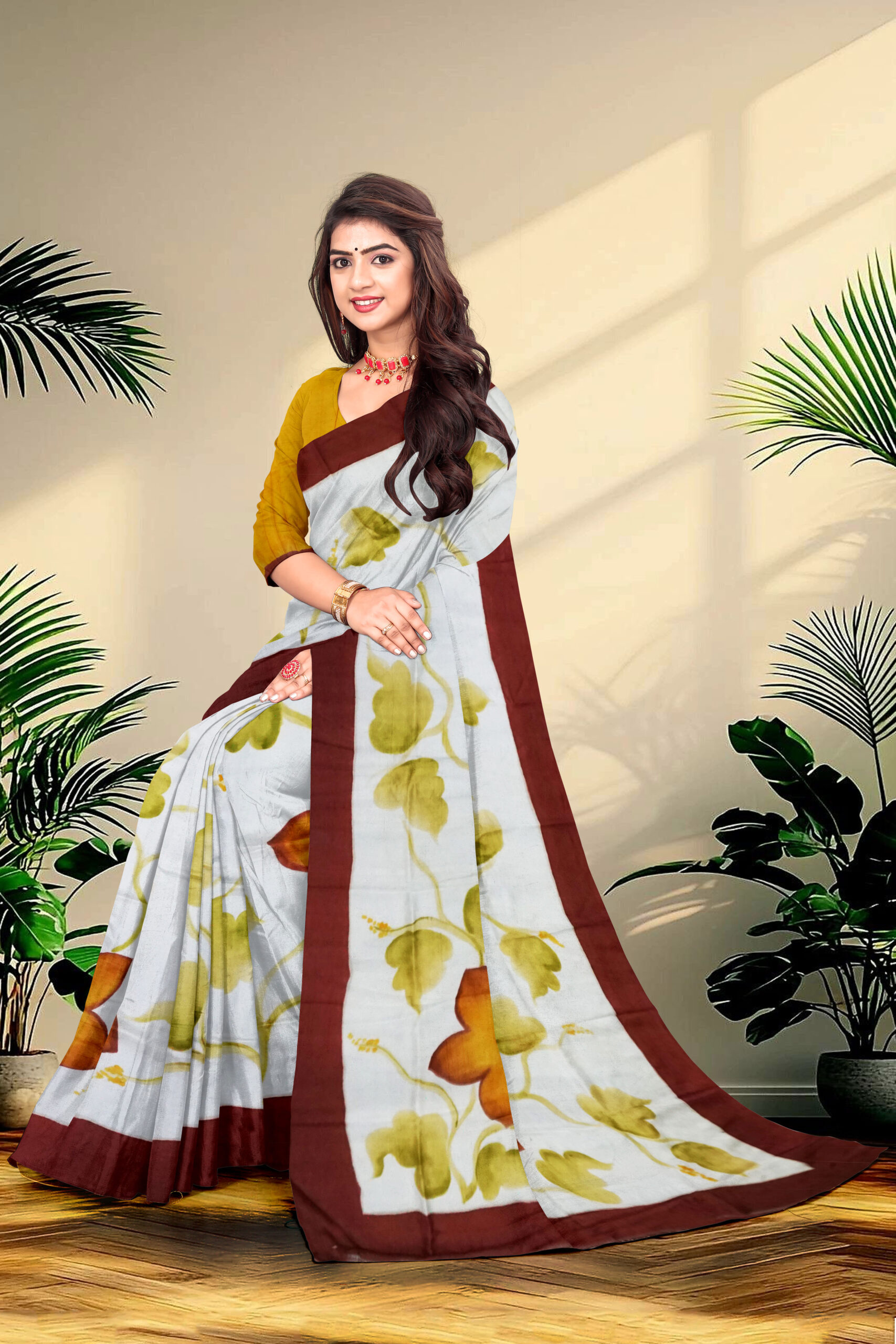 Pure Silk Sarees Hand Painted - Image 2
