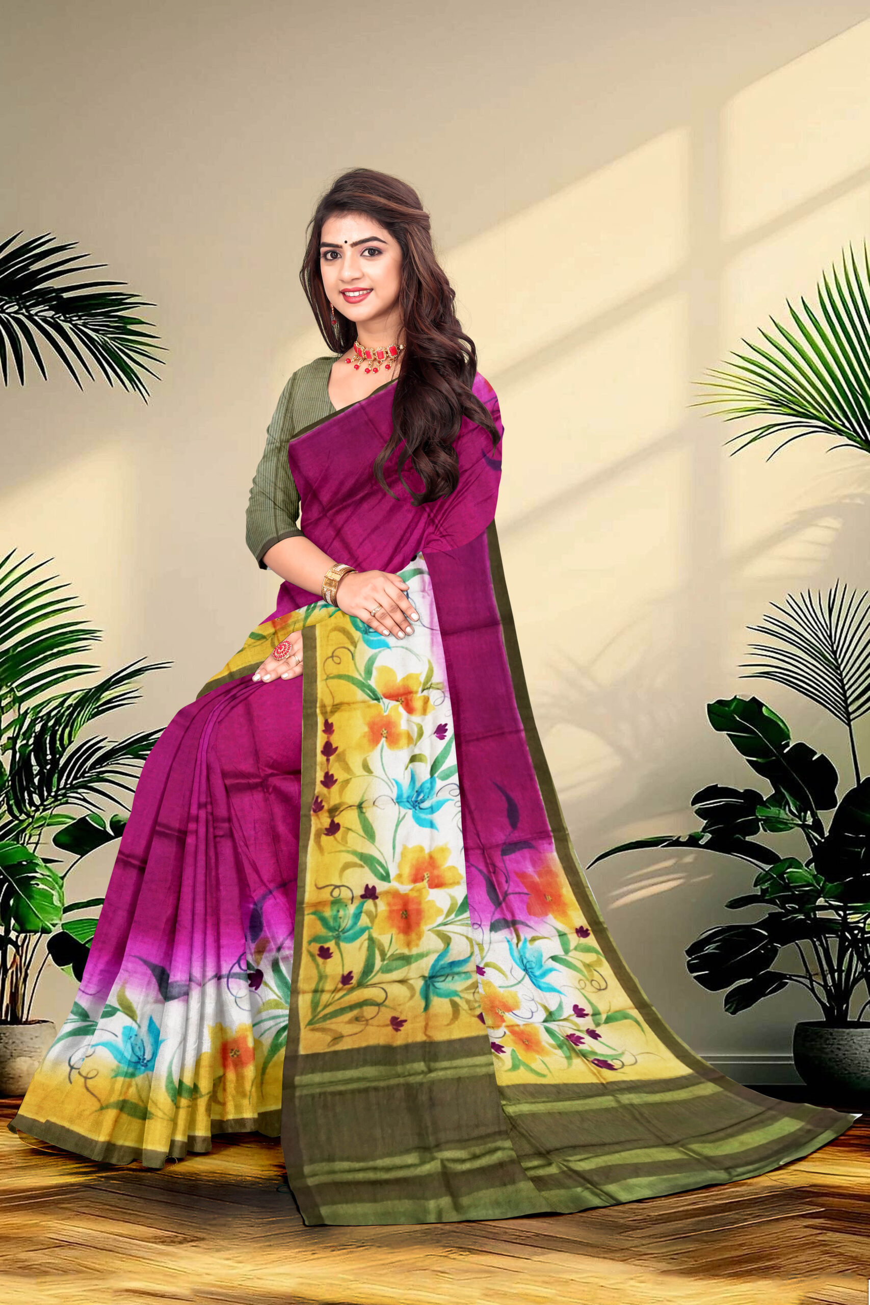 Hand Paint Tussar Silk - Image 2
