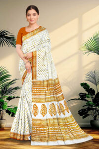 Hand block printed Pure Silk