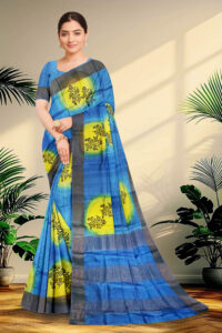 Block Printed Zari Tussar Saree